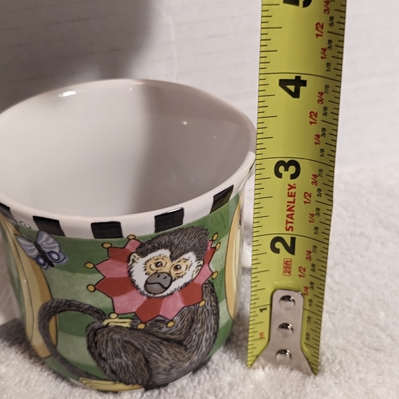 Peas and Thank You Monkey Mug by Kelly Barnes Rightsell 3” Tall x 3 1/4" Wide - Picture 8 of 9